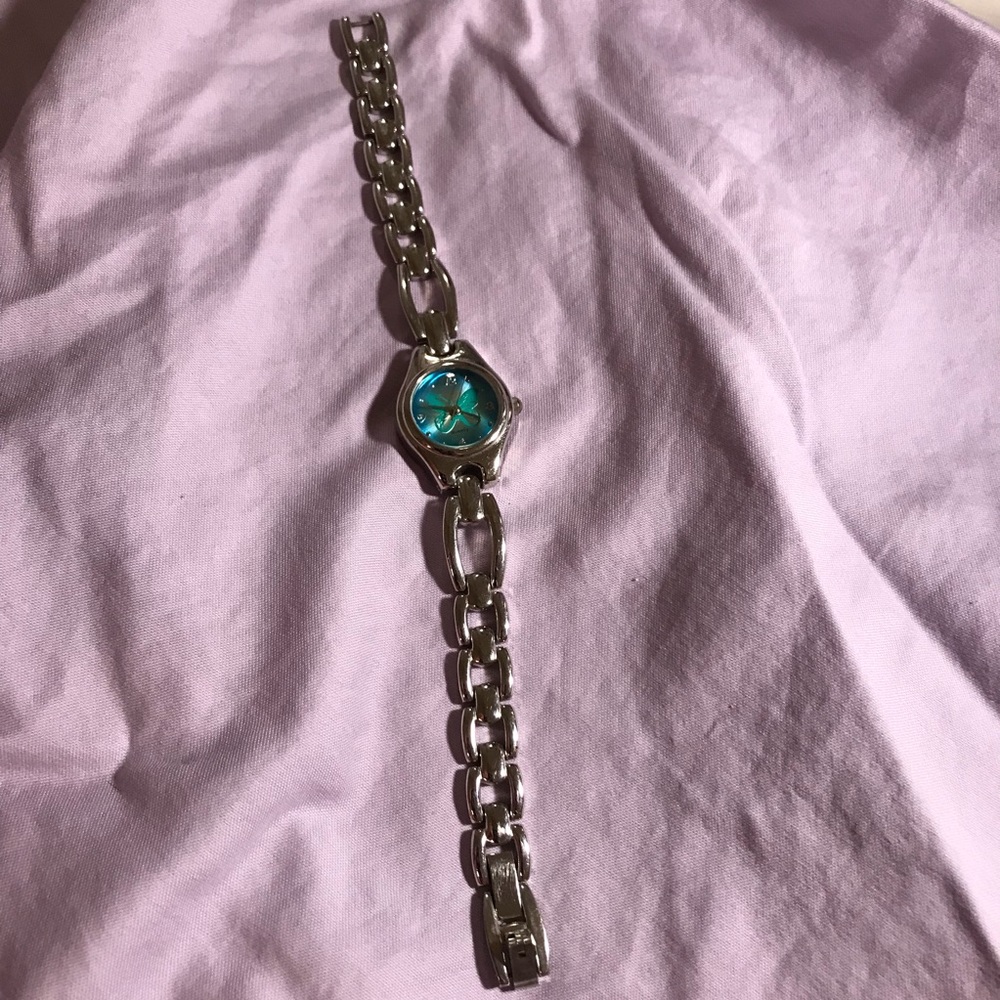 Quartz butterfly blue green watch
